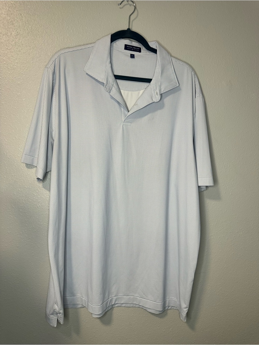 Peter Millar Crown Crafted Golf Polo XXL Blue White Geometric Short Sleeve Shirt